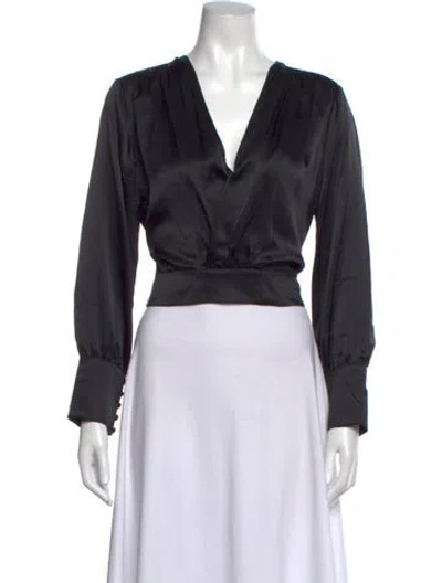 Pre-owned Sablyn Silk V-neck Blouse In Black