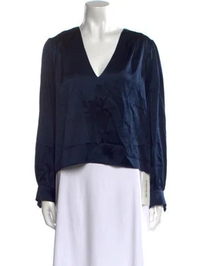 Pre-owned Sablyn Silk V-neck Blouse In Blue