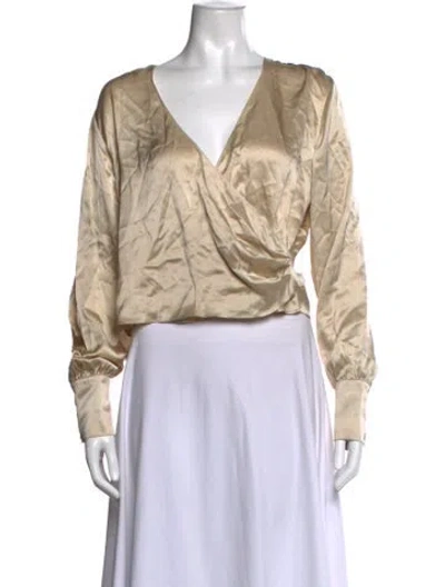 Pre-owned Sablyn Silk V-neck Blouse In Gold