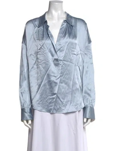 Pre-owned Sablyn Silk V-neck Blouse W/ Tags In Blue