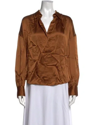 Pre-owned Sablyn Silk V-neck Blouse W/ Tags In Brown