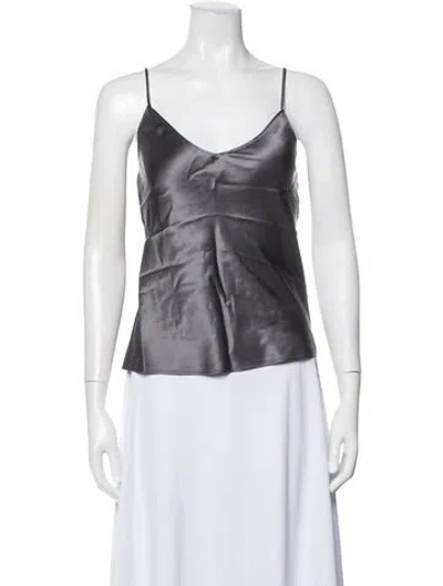 Pre-owned Sablyn Silk V-neck Top In Brown/metallic