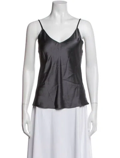 Pre-owned Sablyn Silk V-neck Top In Grey