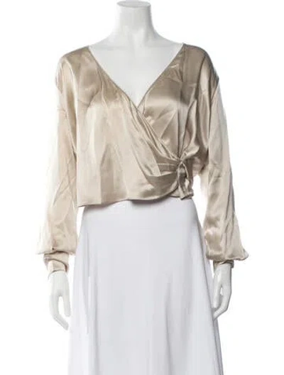 Pre-owned Sablyn Silk V-neck Top In Neutrals