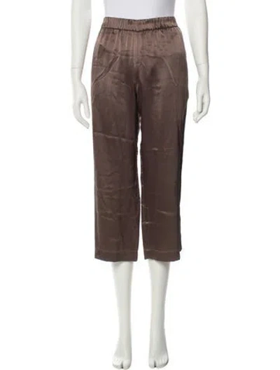 Pre-owned Sablyn Silk Wide Leg Pants In Brown