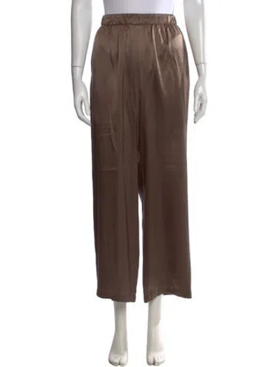 Pre-owned Sablyn Silk Wide Leg Pants In Brown