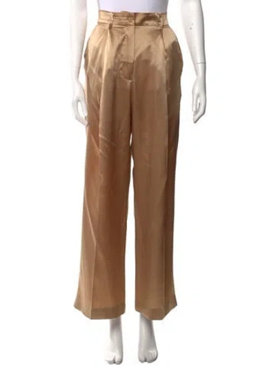 Pre-owned Sablyn Silk Wide Leg Pants In Gold