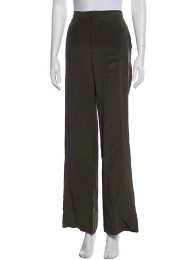 Pre-owned Sablyn Silk Wide Leg Pants In Green