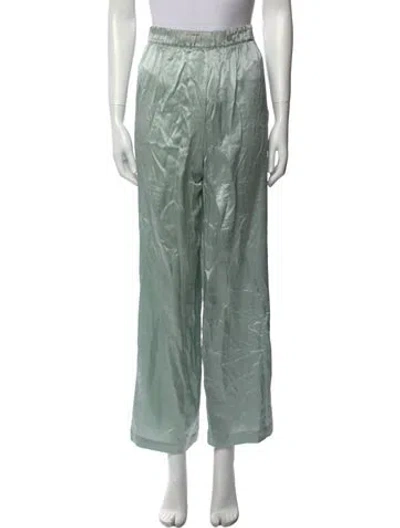 Pre-owned Sablyn Silk Wide Leg Pants In Green