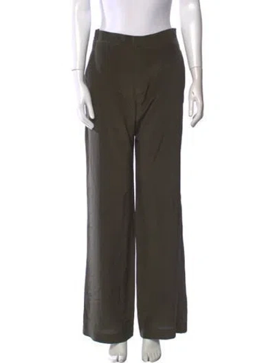 Pre-owned Sablyn Silk Wide Leg Pants In Green