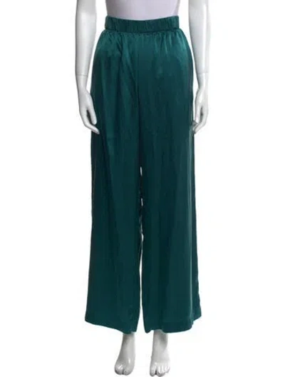 Pre-owned Sablyn Silk Wide Leg Pants In Green