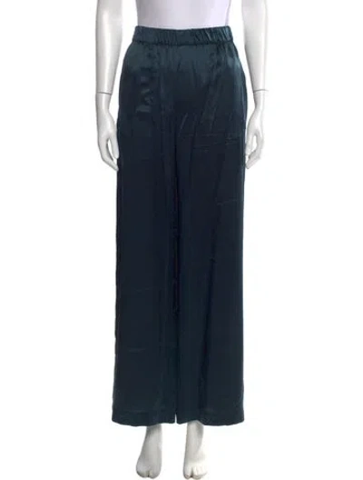 Pre-owned Sablyn Silk Wide Leg Pants In Green