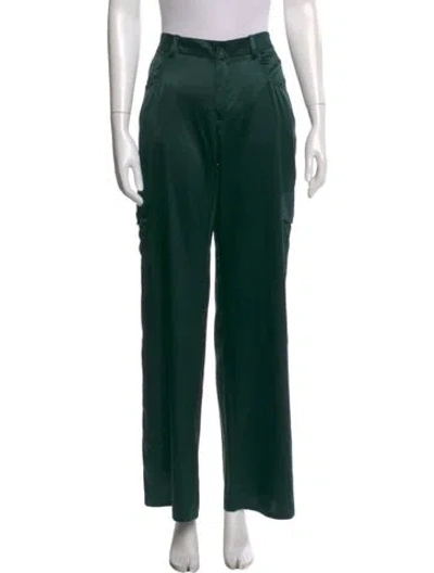 Pre-owned Sablyn Silk Wide Leg Pants In Green