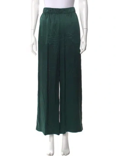 Pre-owned Sablyn Silk Wide Leg Pants In Green