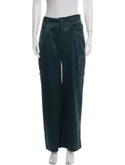 Pre-owned Sablyn Silk Wide Leg Pants In Green