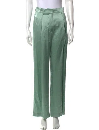 Pre-owned Sablyn Silk Wide Leg Pants In Green