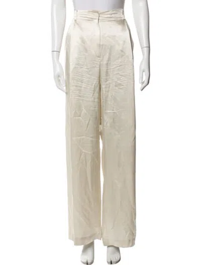 Pre-owned Sablyn Silk Wide Leg Pants In Neutrals