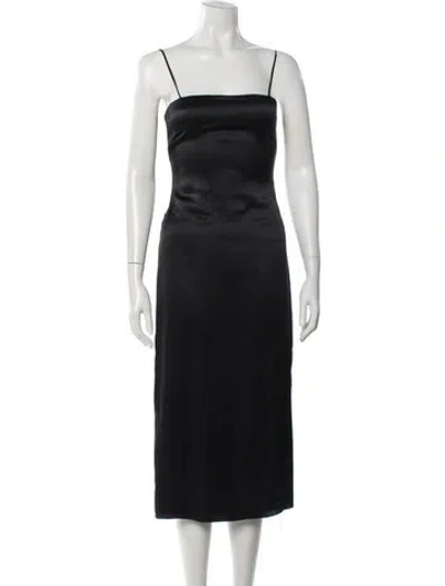 Pre-owned Sablyn Square Neckline Midi Length Dress In Black
