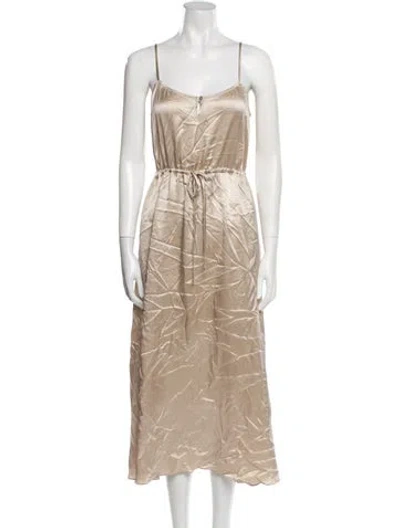Pre-owned Sablyn Square Neckline Midi Length Dress In Neutral