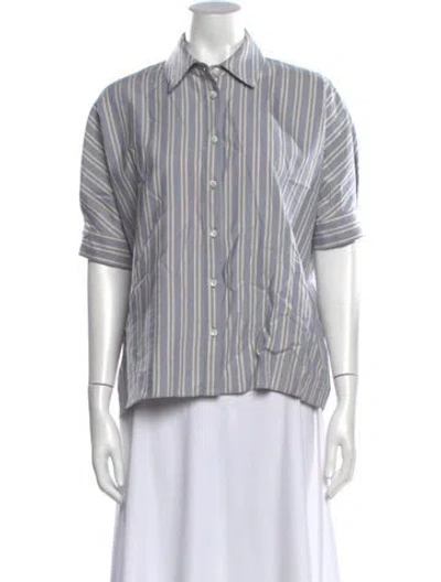 Pre-owned Sablyn Striped Short Sleeve Button-up Top In Multi