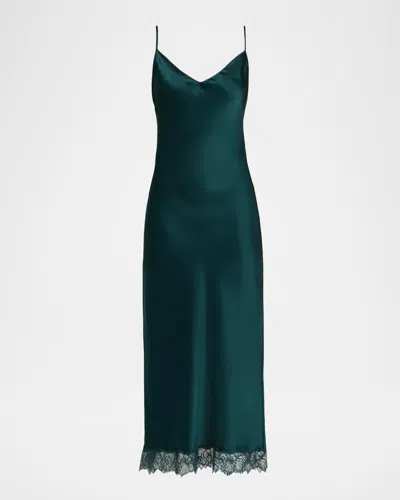 Sablyn Taylor Bias-cut Silk Slip Dress In Green
