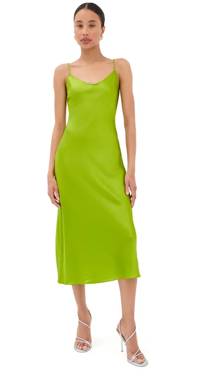 Sablyn Taylor V Neck Silk Dress Chartruese In Green