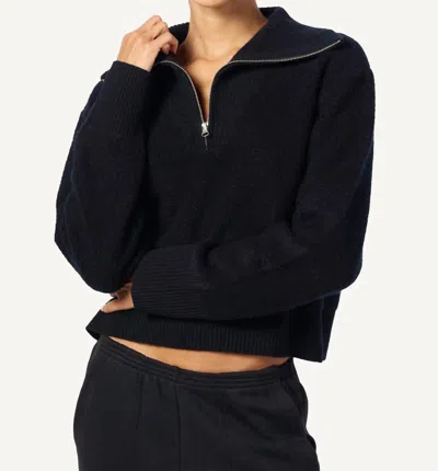 Sablyn Tinsley Half Zip Brushed Cashmere Sweater In Black