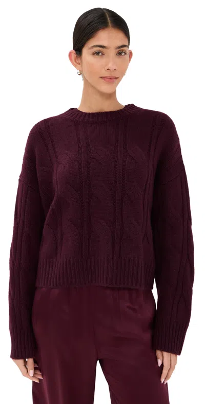 Sablyn Tristan Cashmere Cable Knit Crewneck Pullover Bordeaux In Brown