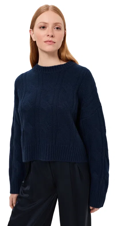 Sablyn Tristan Cashmere Crew Neck Pullover Midnight Navy In Blue