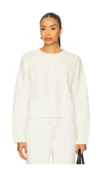 Sablyn Tristan Crewneck Cable Pullover In White
