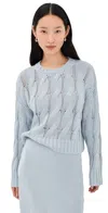 Sablyn Tristan D Crewneck Cable Pullover Whisper In White