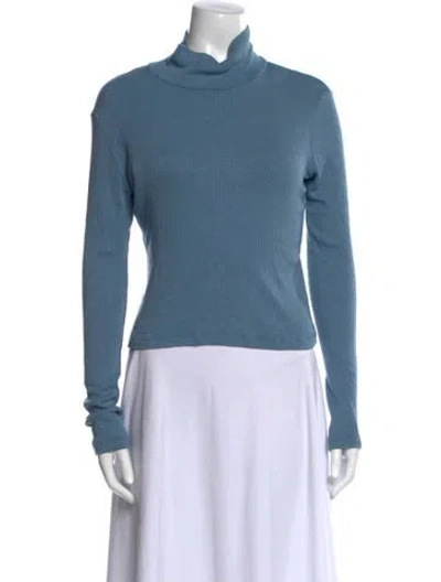 Pre-owned Sablyn Turtleneck Long Sleeve Top In Blue