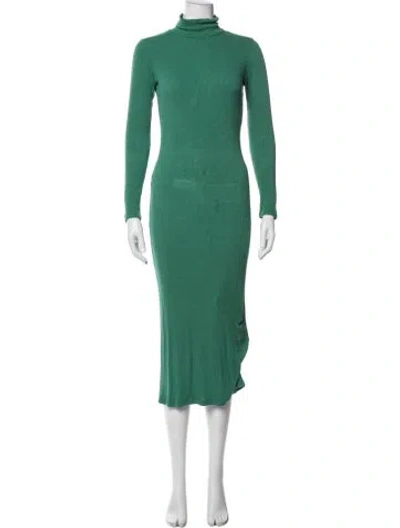 Pre-owned Sablyn Turtleneck Midi Length Dress In Green