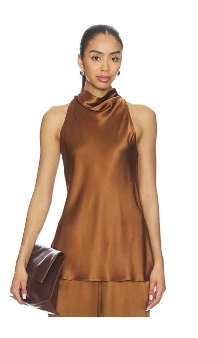 Sablyn Una Cowled Halter Tunic In Brown
