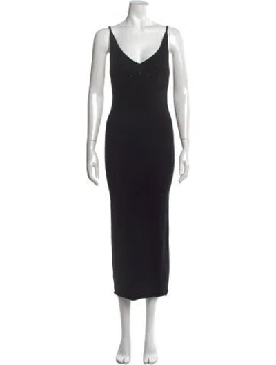 Pre-owned Sablyn V-neck Long Dress In Black