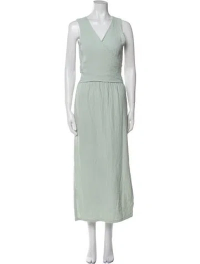 Pre-owned Sablyn V-neck Long Dress In Green