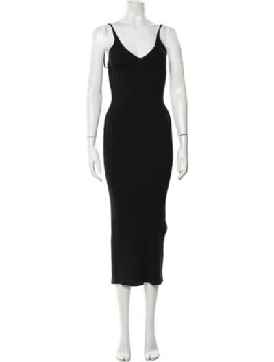 Pre-owned Sablyn V-neck Midi Length Dress In Black