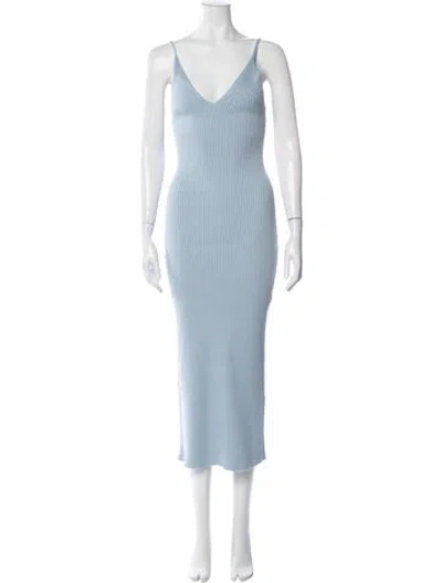 Pre-owned Sablyn V-neck Midi Length Dress In Blue