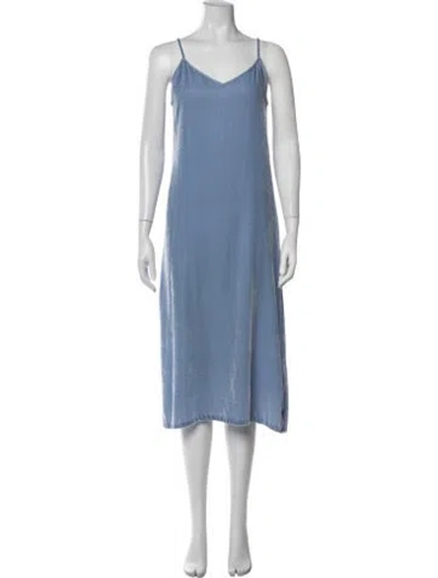 Pre-owned Sablyn V-neck Midi Length Dress In Blue