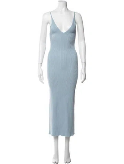 Pre-owned Sablyn V-neck Midi Length Dress In Blue