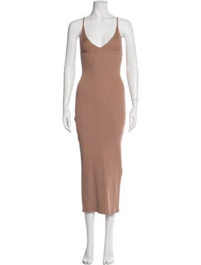 Pre-owned Sablyn V-neck Midi Length Dress In Brown