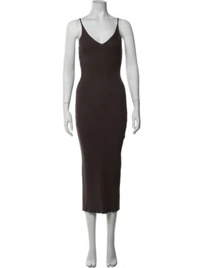 Pre-owned Sablyn V-neck Midi Length Dress In Brown