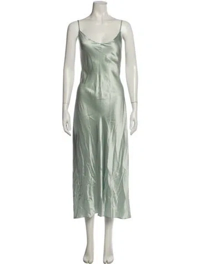 Pre-owned Sablyn V-neck Midi Length Dress In Green