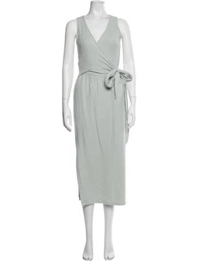 Pre-owned Sablyn V-neck Midi Length Dress In Green