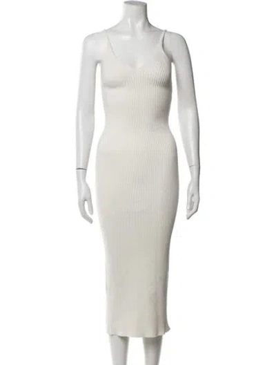 Pre-owned Sablyn V-neck Midi Length Dress In White