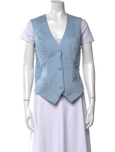 Pre-owned Sablyn V-neck Short Sleeve Top In Blue