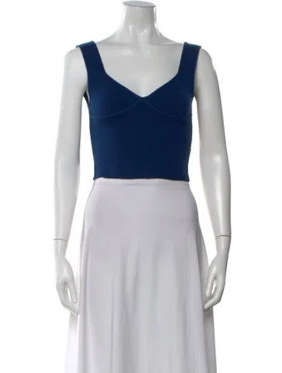 Pre-owned Sablyn V-neck Sleeveless Crop Top In Blue