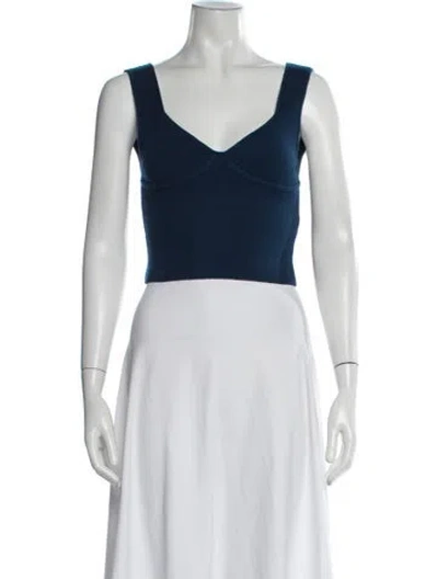 Pre-owned Sablyn Wool V-neck Crop Top In Blue