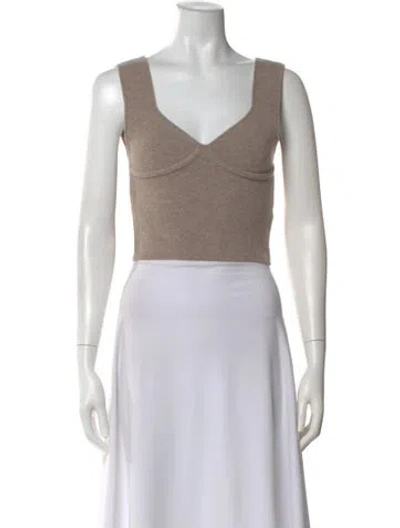 Pre-owned Sablyn Wool V-neck Crop Top In Brown