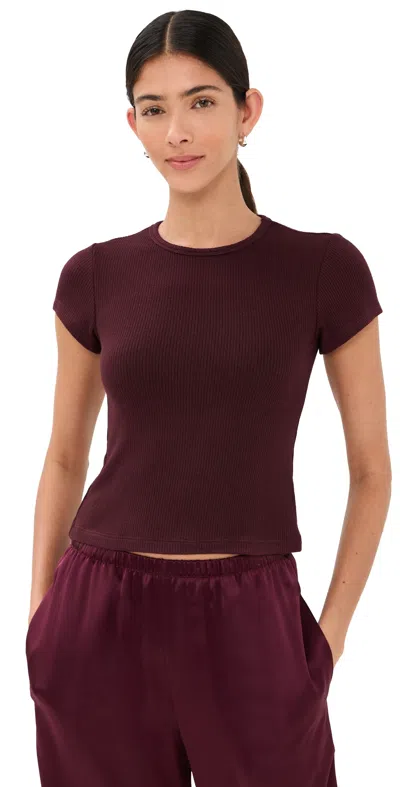Sablyn Yael Cropped Baby Tee Bordeaux In Burgundy